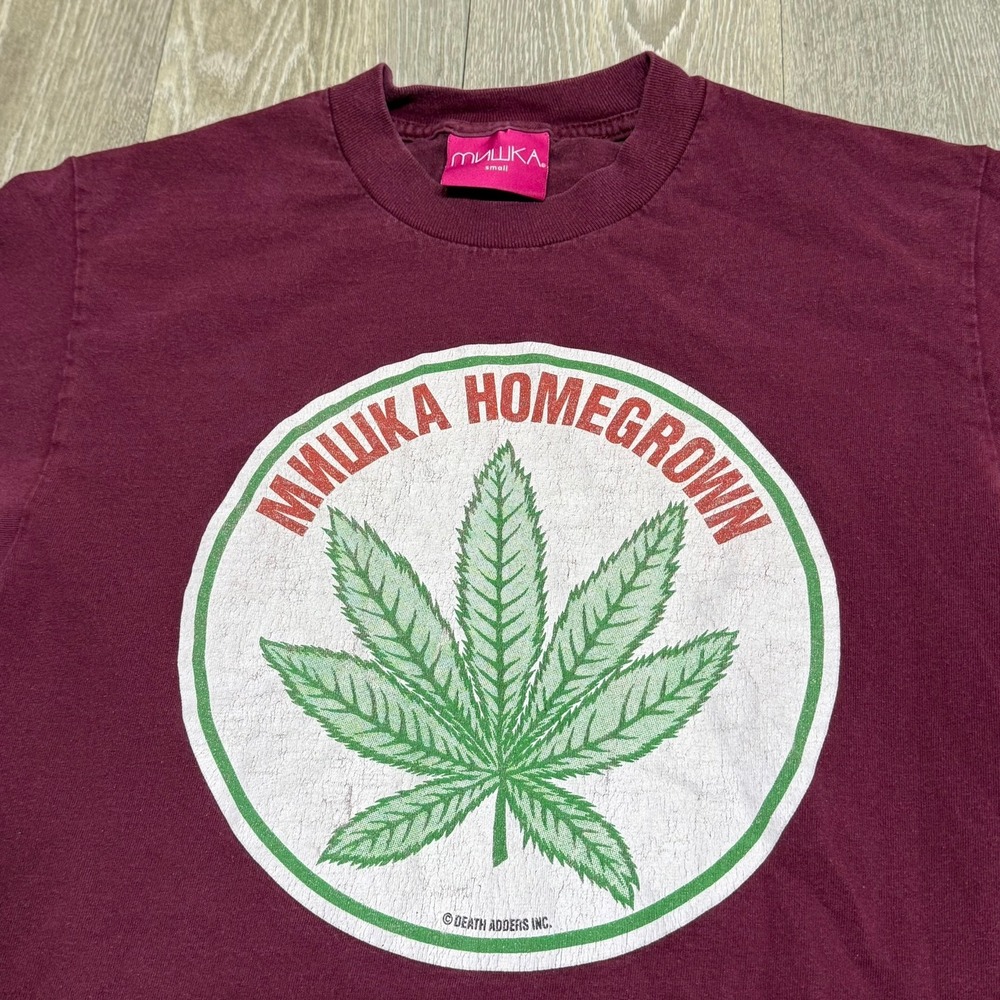 Mishka MNWKA Homegrown Weed T-shirt‎ Small Burgundy Streetwear Skater
